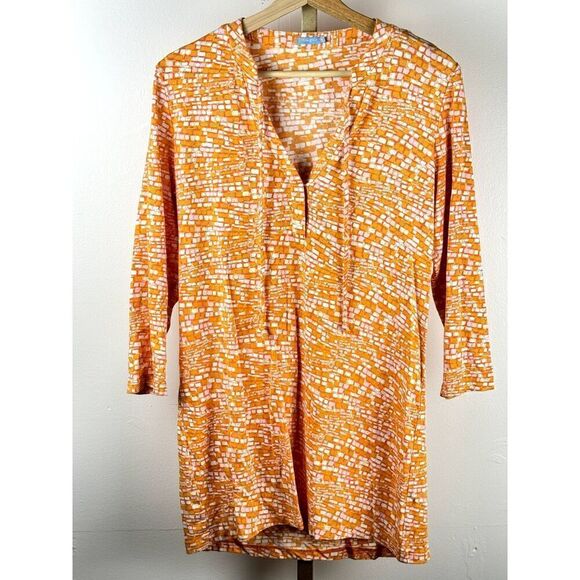 J. McLaughlin 3/4 Sleeve Cotton Blend Summer Dress Sz M EUC / SZ M /preppy / - Picture 1 of 7